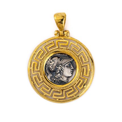 Greek Goddess Athena Coin Pendant - Sterling Silver