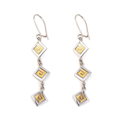 Triple Greek Key Drop Earrings