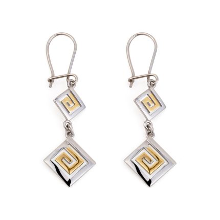 Double Greek Key Drop Earrings