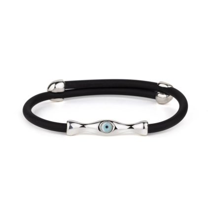 Evil Eye Caoutchouc Bracelet  – 925 Sterling Silver