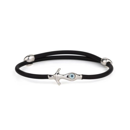 Evil Eye Ancor Caoutchouc Bracelet  – 925 Sterling Silver