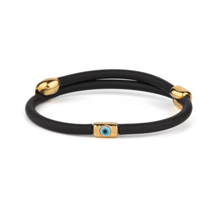 Fildisi Evil Eye Caoutchouc Bracelet – Sterling Silver and Gold Plated