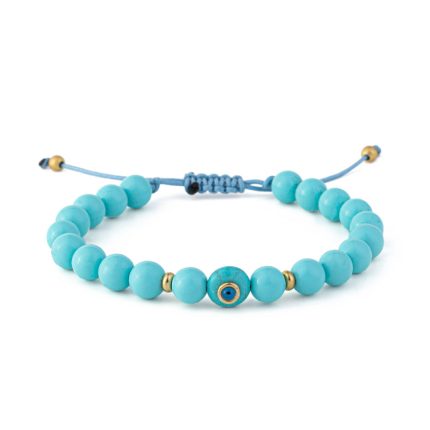 Evil Eye Bracelet with Turquoise – 925 Sterling Silver and Gold Plated