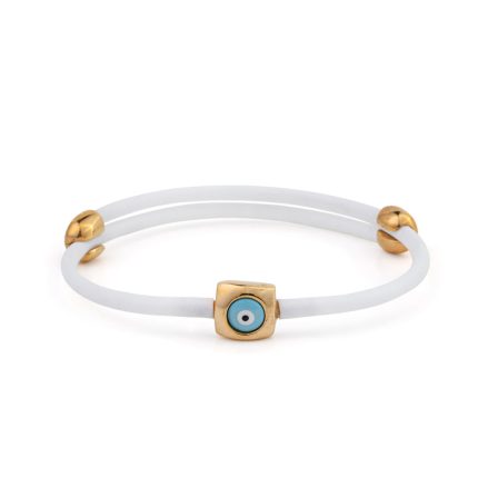 Square Eye White Caoutchouc Bracelet