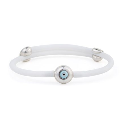 Round Eye White Caoutchouc Bracelet