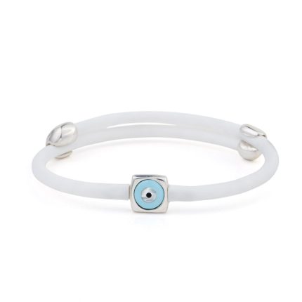 Square Eye White Caoutchouc Bracelet