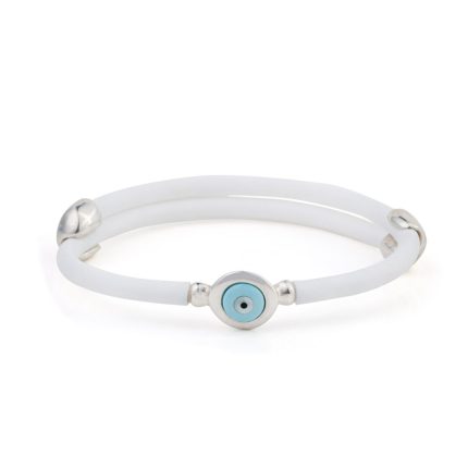 Round Eye White Caoutchouc Bracelet