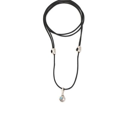 Black Cord Circle Eye Necklace – Sterling Silver