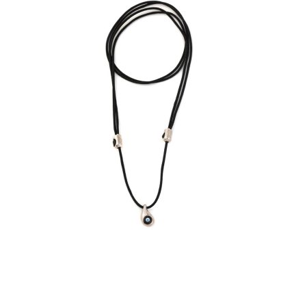 Black Cord Mati Necklace – Sterling Silver