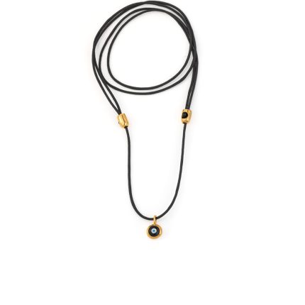 Black Cord Mataki Necklace – Sterling Silver and Gold plated