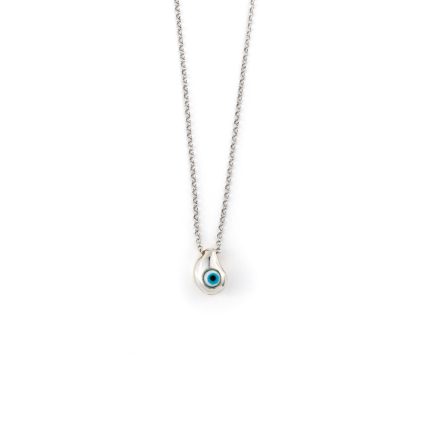 Teardrop Evil Eye Sterling Silver Necklace