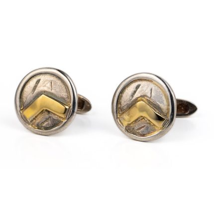 Spartan Shield Cufflinks - 14k Gold and Sterling Silver