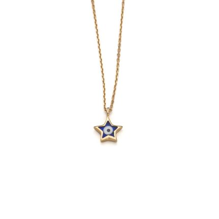 Star Eye Necklace with Enamel - 14k Gold