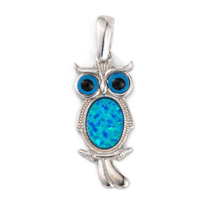 Wisdom Owl - Blue opal pendant pendant
