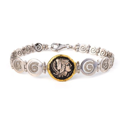 Goddess Athena Coin Link Bracelet
