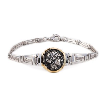 Goddess Athena Coin Link Bracelet – 14K Gold and 925 Sterling Silver
