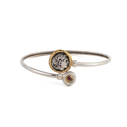 Alexander the Great Coin Bracelet Hinge Ruby Bracelet – 14K Gold and 925 Sterling Silver