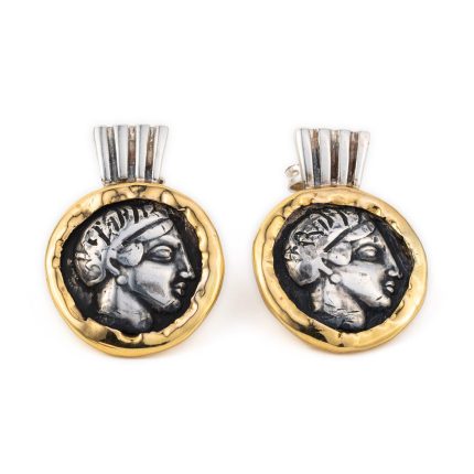 14K Gold Sterling Silver Goddess Athena Earrings