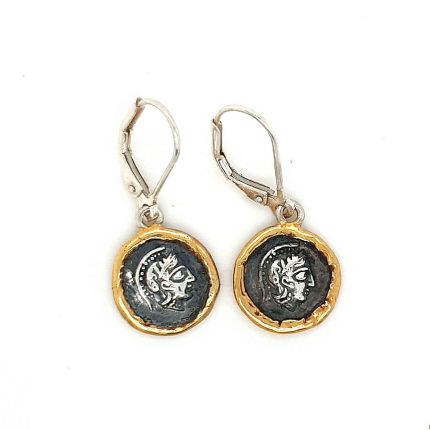 Goddess Athena Earrings - 14K Gold and Sterling Silver
