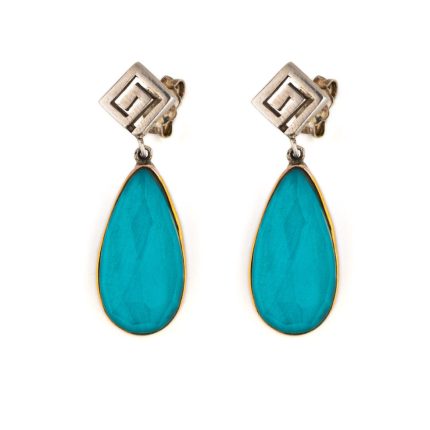 Amazonite Dangle Earrings – 18K Gold and Sterling Silver