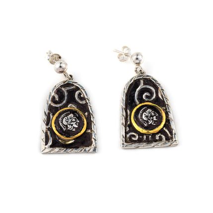 Goddess Athena Earrings - 14K Gold and 925 Sterling Silver