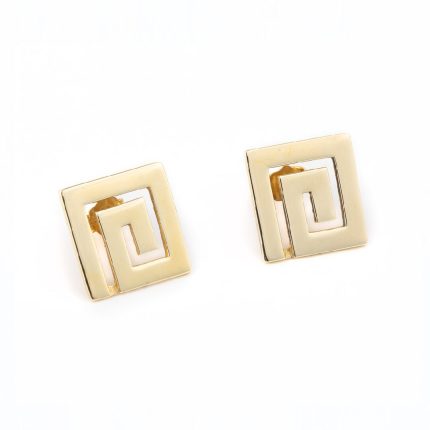 14k Gold Greek Key Meander Stud Earrings