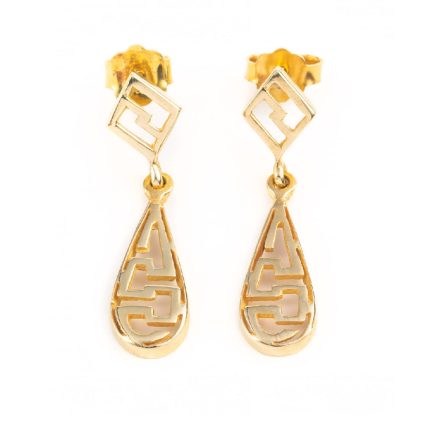 14K Gold Meander Dangling Earrings
