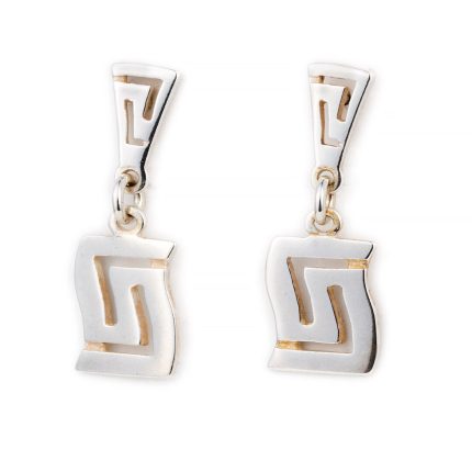Greek Key Meander Dangle Earrings