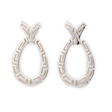 Sterling Silver Meander Greek Key Earrings
