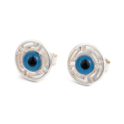 Meander Evil Eye Stud Earrings - 925 Sterling Silver