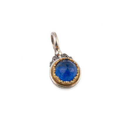 Gerochristo - Iris small Round Pendant in Sterling Silver with Doublet Gemstones
