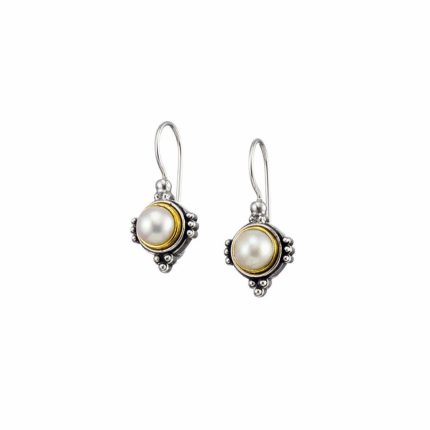 Gerochristo - Semeli Earrings in Sterling Silver and Gold plated with Pearl