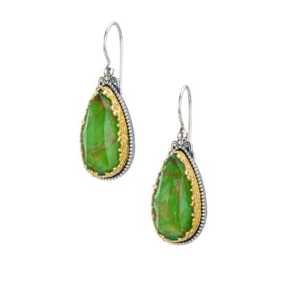 Teardrop earrings in Sterling silver with Green Copper