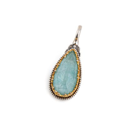 Dione teardrop pendant in sterling silver with Amazonite