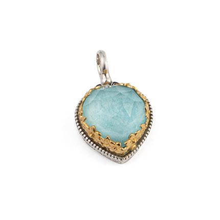 Gerochristo - Dione heart pendant in sterling silver with Amazonite