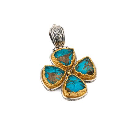 Gerochristo - Iris Cross triangle in Sterling silver with Turquoise Copper