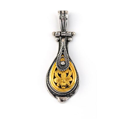 Byzantine pendant with engravings - 925 sterling silver and gold plated