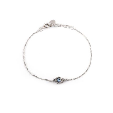 Tiny Evil Eye Bracelet with Zircon Sterling Silver