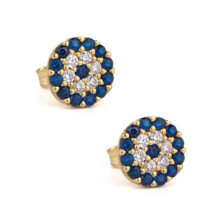 Evil Eye Round Stud Earrings – 9K Gold