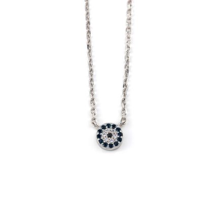 Sterling Silver Eye Necklace with Zircon