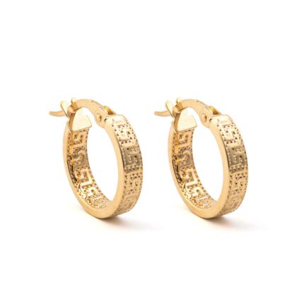 Meandros Greek Key Hoop Earrings - 14K Gold