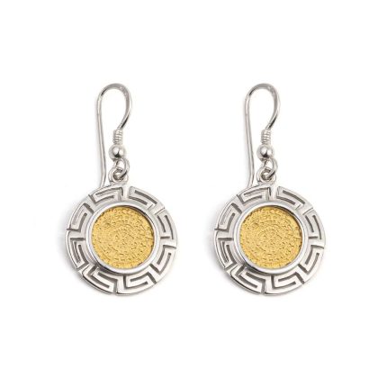 Phaistos Disc Earrings - Sterling Silver and Gold Plated