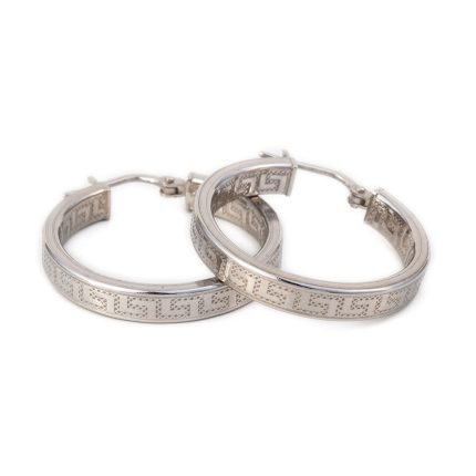 Sterling Silver Greek Key Hoop Earrings