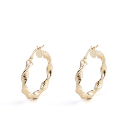 Greek Key Hoop Earrings - 14K Gold