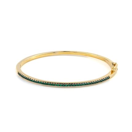 Cubic Zirconia Bangle Bracelet - Sterling Silver and Gold Plated