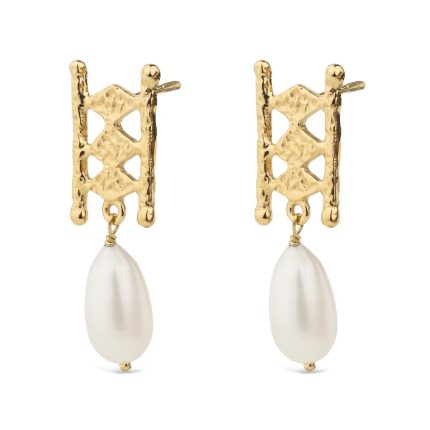 925 Sterling Silver and Gold Plated Pearl Stud earrings