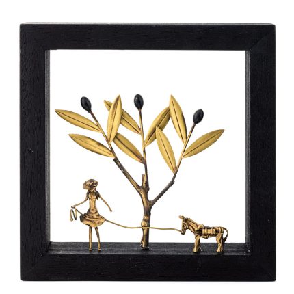 Bronze Sculpture The girl and the donkey