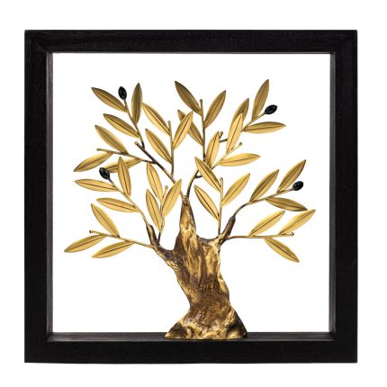 Bronze olive tree – Wood Handmade Framed 30x30cm