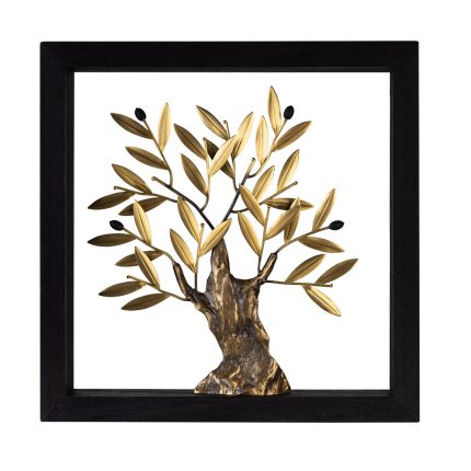 Bronze Olive Tree - Wood art frame 30X30cm