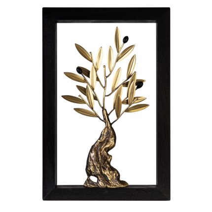 Bronze Sculpture Olive Tree - Wood art frame